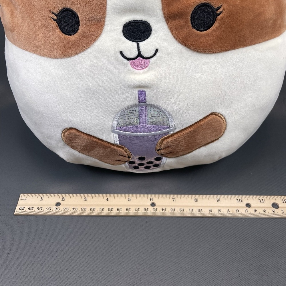 Squishmallow BackPack 12" Boba Tea Regina Corgi Brown & White Dog - Picture 4 of 16